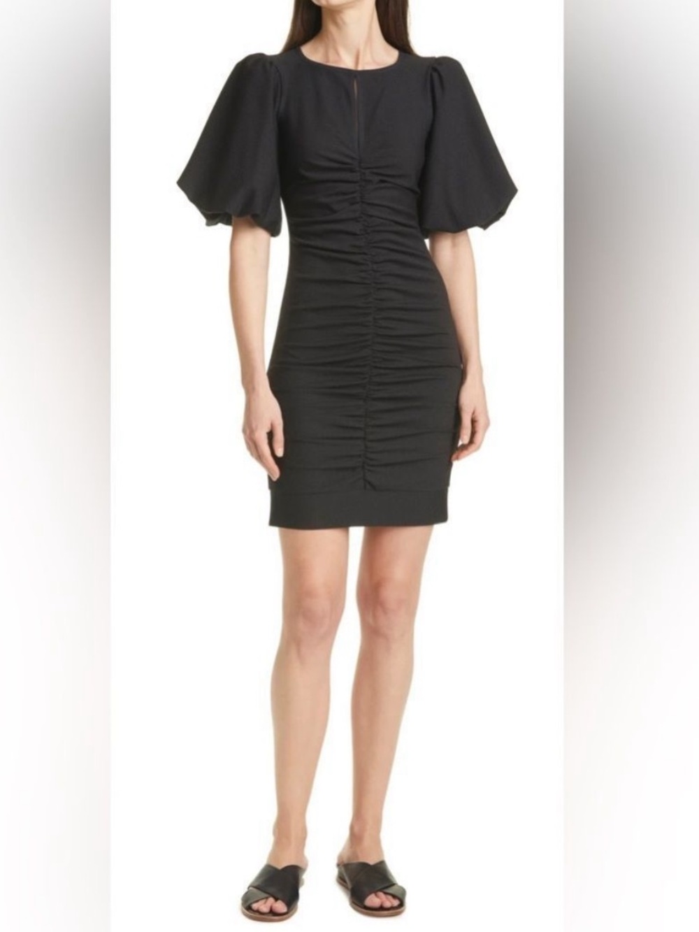 SMYTHE Ruched Puff Sleeve Dress